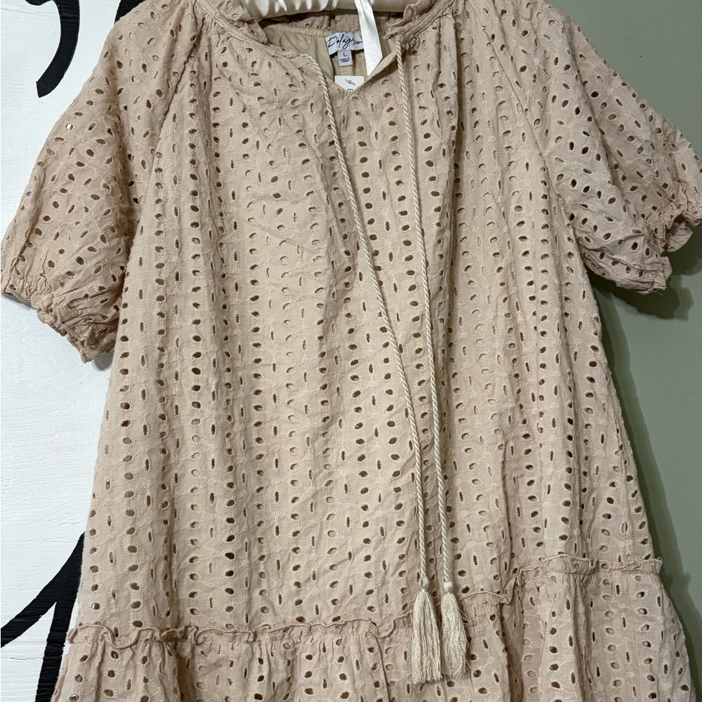 Polagram Beige Eyelet Midi Dress - Picture 3 of 7